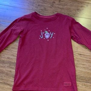NWOT Life is good “Joy” long sleeved brick red shirt size kids unisex small(6/7)